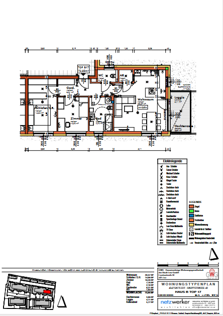 Einzigartige 3 Raum Neubauwohnung im obersten Geschoß mit Lift - Machen Sie Ihre Miete zum Eigentum - Wohnungsplan
