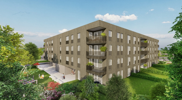 Exclusive Mietkaufwohnung im Stadtteil Ebelsberg **Erstbezug Juni 2026** 2-Raum-Wohnung im 3. Stock, Loggia, Balkon, Tiefgaragenabstellplatz - Haus mit Gärten