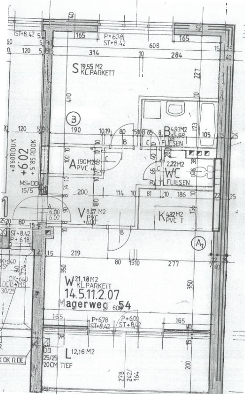 Großzügig aufgeteilte 2 Raum-Wohnung im 2. Stock mit 12 m² Loggia in ruhiger Lage sowie fix zugeordnetem PKW Abstellplatz **kein Lift** - Wohnungsplan
