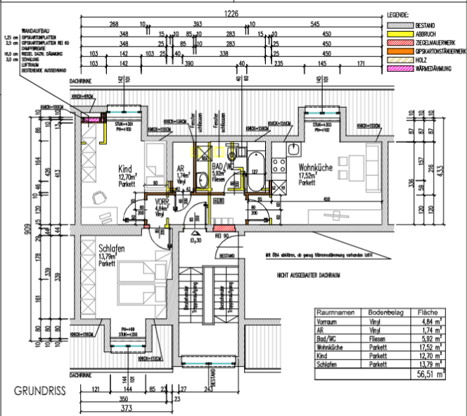 Ideal aufgeteilte 3 Zimmer Wohnung im 2ten Stock ohne Lift *nicht barrierefrei* - Wohnungsplan