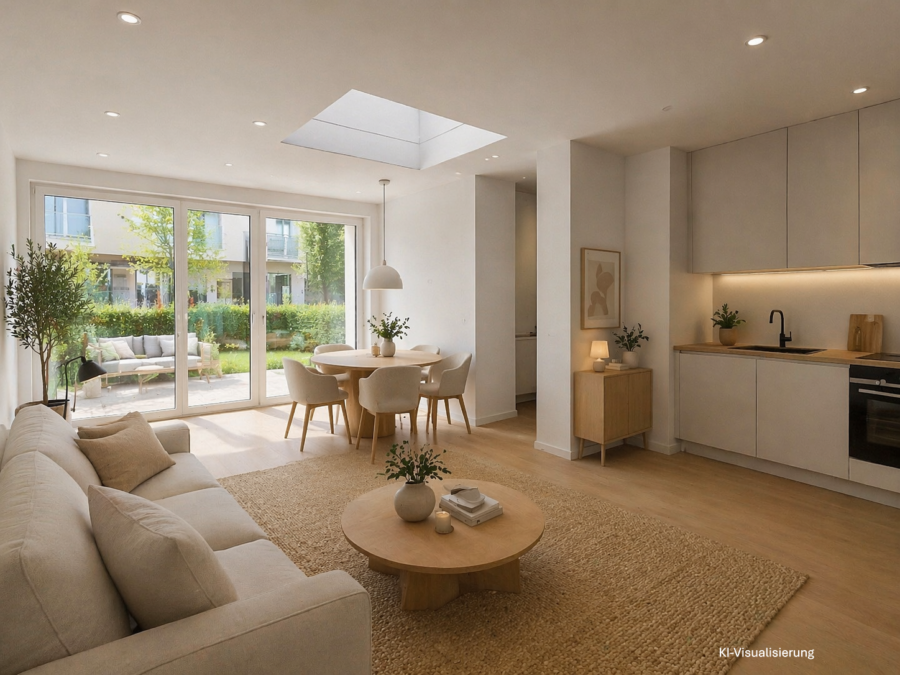 Erstbezug! 2-Zimmer-Garten-Wohnung in Ebelsberg - Garten im Innenhof & Tiefgaragenplatz - Wohnküche_1