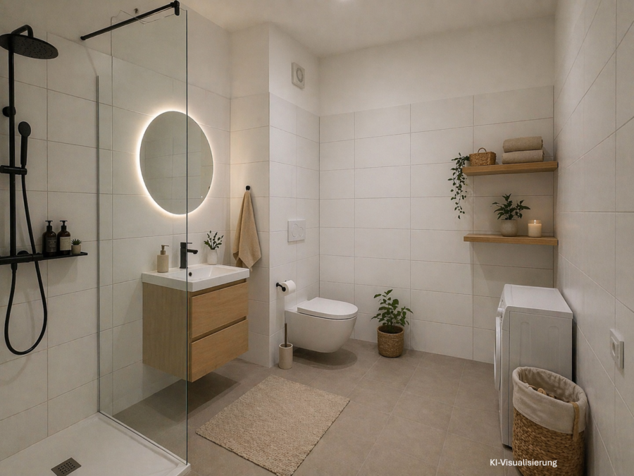 Erstbezug! 2-Zimmer-Garten-Wohnung in Ebelsberg - Garten im Innenhof & Tiefgaragenplatz - Badezimmer_WC