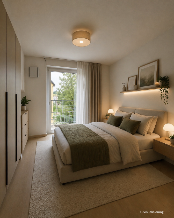 Erstbezug September 2026: Exklusive 3-Raum-Mietkaufwohnung in Ebelsberg | 2. Stock, Loggia/Balkon & Tiefgaragenplatz - Schlafzimmer