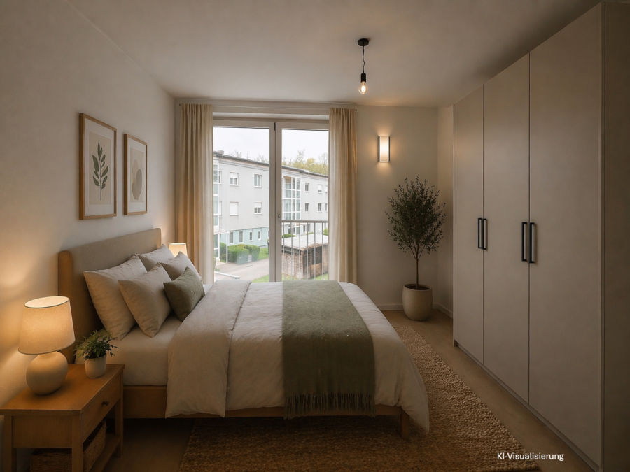 Moderne 4-Raum-Mietkaufwohnung in Ebelsberg – Erstbezug September 2026 mit Loggia/Balkon & Tiefgaragenplatz - Schlafzimmer