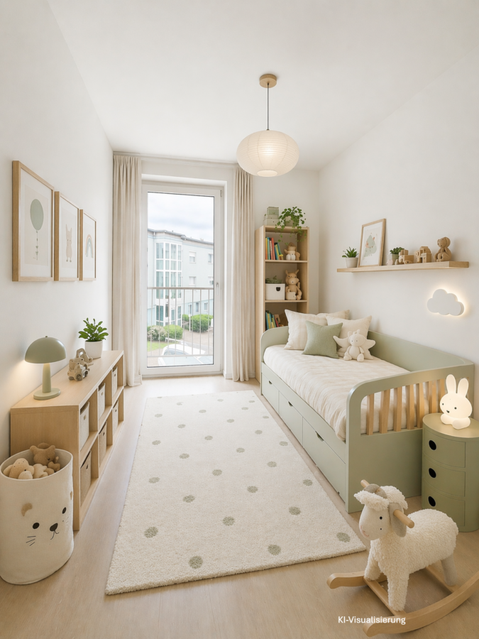 Moderne 4-Raum-Mietkaufwohnung in Ebelsberg – Erstbezug September 2026 mit Loggia/Balkon & Tiefgaragenplatz - Kinderzimmer