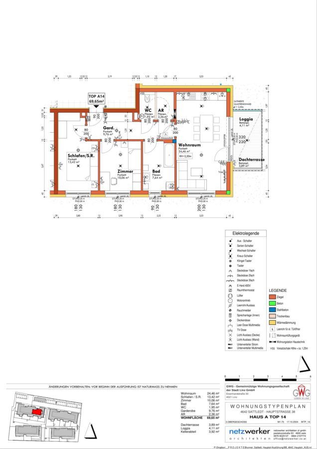 Helle 3 Zimmer Wohnung im 3. OG – durchdacht geplant und gut geschnitten - GWG - Hauptstr - WTP_14_HAUS A TOP 14-1