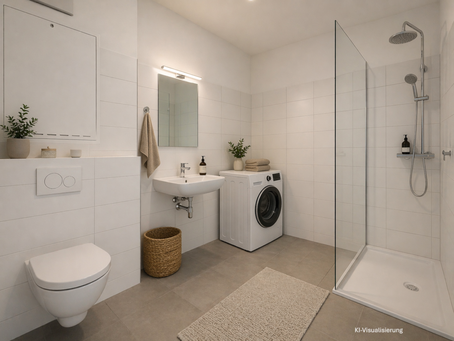 Exklusive Mietwohnung im Stadtteil Ebelsberg **Erstbezug September 2026** 2-Raum-Wohnung im 1. Stock, Loggia/Balkon Tiefgaragenabstellplatz - BAD_WC