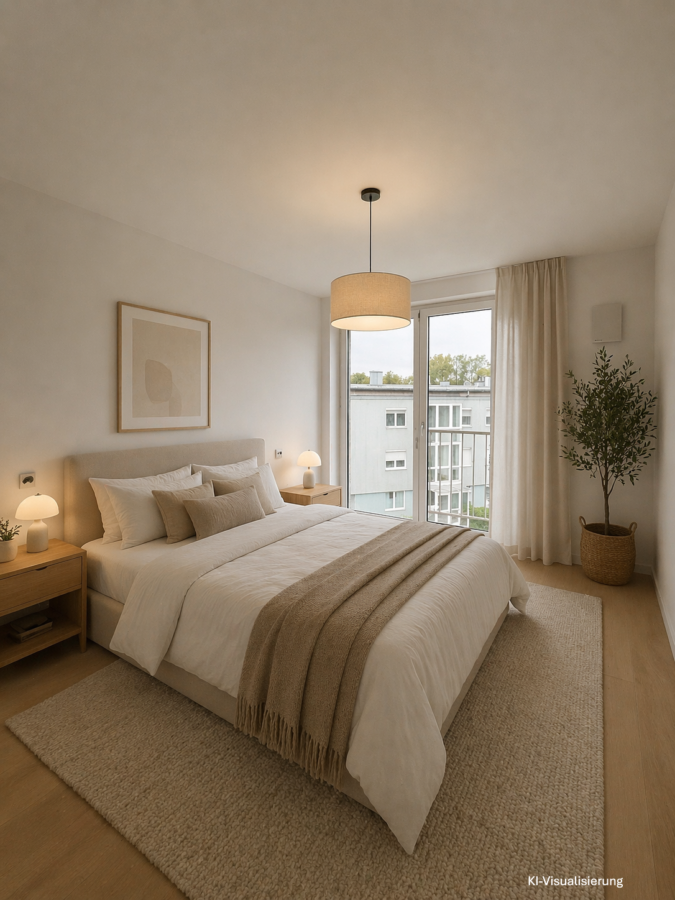 Exklusive Mietwohnung im Stadtteil Ebelsberg **Erstbezug September 2026** 2-Raum-Wohnung im 1. Stock, Loggia/Balkon Tiefgaragenabstellplatz - Schlafzimmer