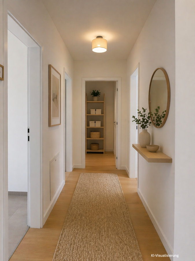 Exklusive Mietwohnung im Stadtteil Ebelsberg **Erstbezug September 2026** 2-Raum-Wohnung im 1. Stock, Loggia/Balkon Tiefgaragenabstellplatz - Gang