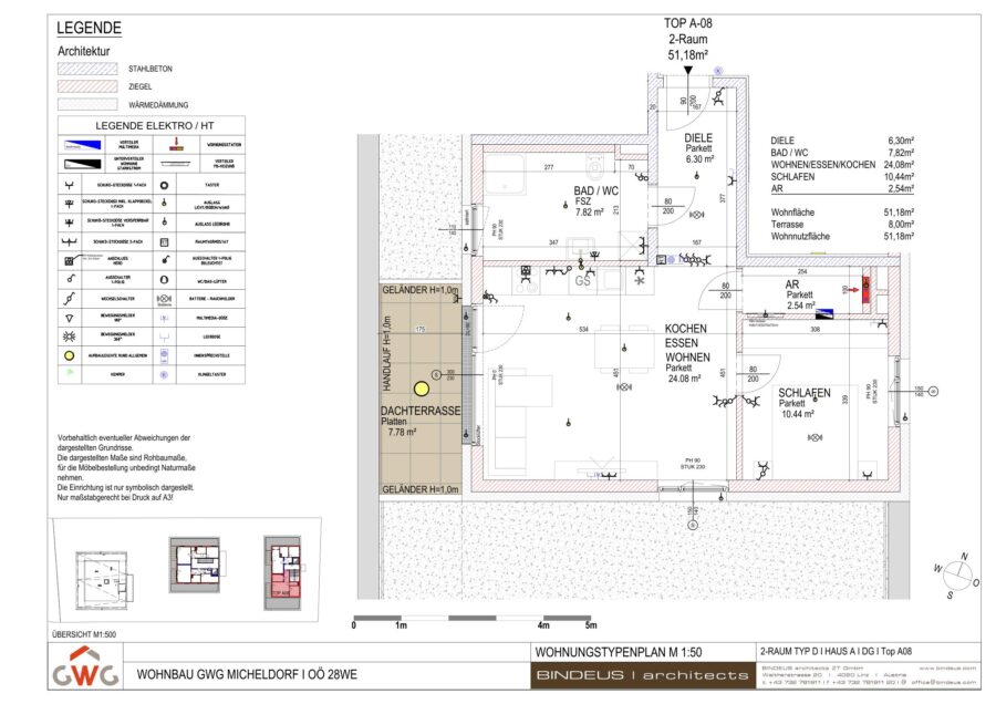 Über den Dächern von Micheldorf: moderne 2-Zimmer-Wohnung mit Dachterrasse - Plan A-08 Micheldorf