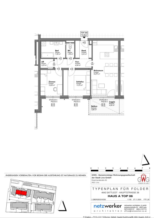 Viel Platz zum Wohlfühlen – helle 3 Zimmer Wohnung mit Loggia/Balkon - GWG_Sattledt_Plan_Typ I-1