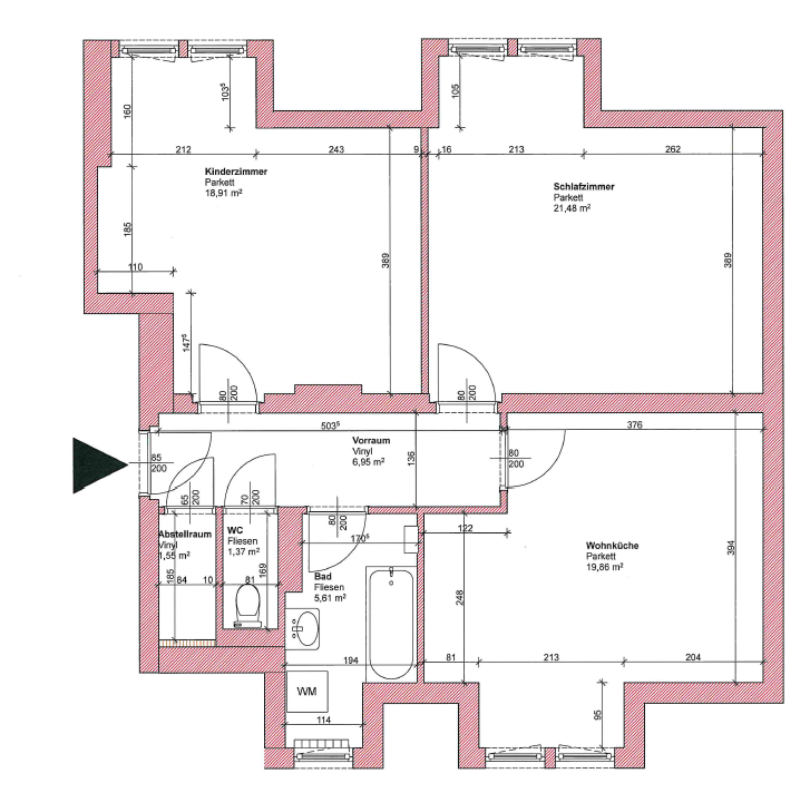 3-Raum-Wohnung in ruhiger Lage in Urfahr - Plan In der Lackerwiesen 8_02_09