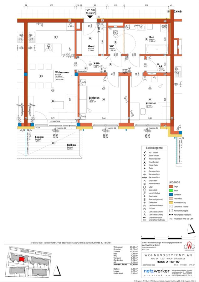 Viel Platz zum Wohlfühlen – helle 3 Zimmer Wohnung mit Loggia/Balkon - GWG - Hauptstr - WTP_07_HAUS A TOP 07-1
