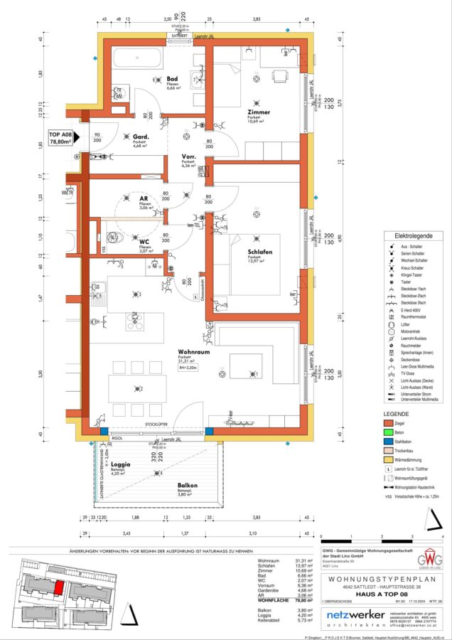 NEUBAU 3-Zimmer-Wohnung mit großzügiger Raumaufteilung in Sattledt *Küchenablöse möglich* - GWG - Hauptstr - WTP_08_HAUS A TOP 08 (1)-1